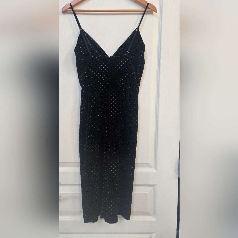 NWT Amanda Uprichard Austria Black Velvet Gold Studded Midi Slip Dress Medium - Picture 14 of 17